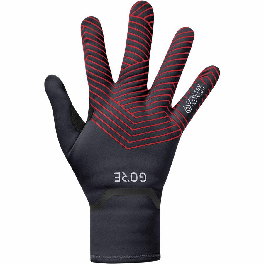 GORE C3 GORE-TEX INFINIUM™ Stretch Mid Gloves - Black/Red, Full Finger-Oregon E-Bikes